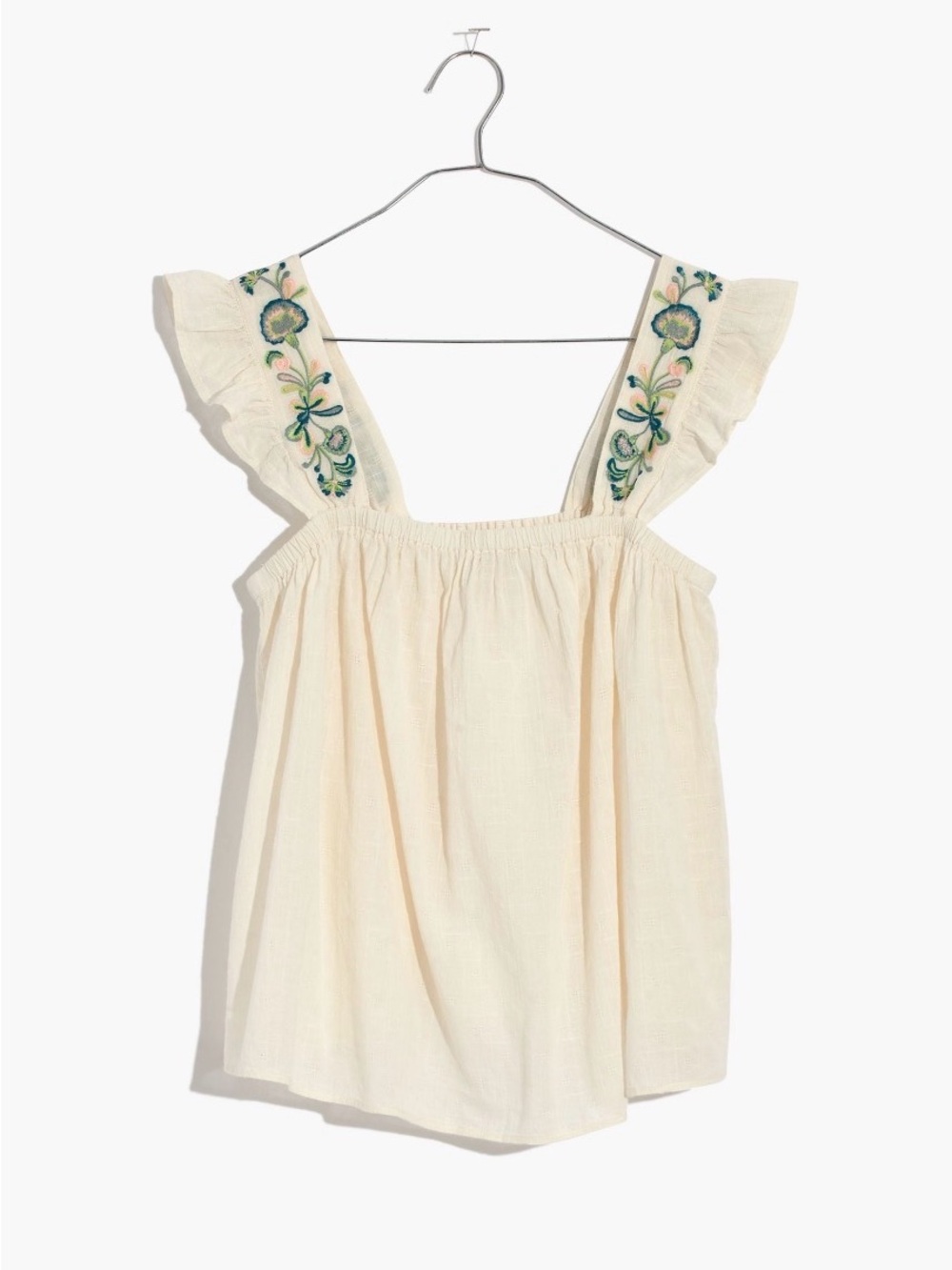 Madewell White Embroidered Ruffle Strap Camisole